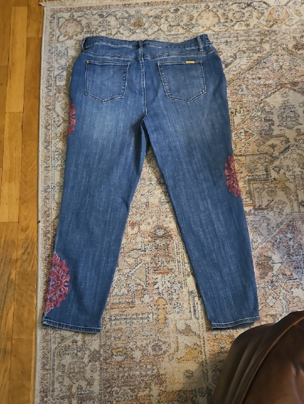 Chico's So Slimming Girlfriend Jeans Size 2 (US 12) Embroidered Boho Ankle - Picture 5 of 13